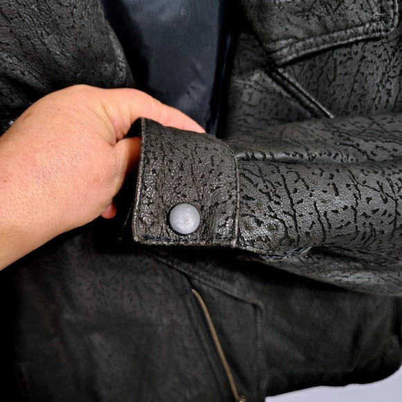 Vintage Wilsons Suede Leather 80's Glam Womens Jacket Textured Black Size 38 - Picture 4 of 16